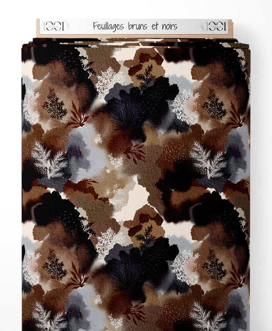 Tissu - Feuillages bruns et noirs