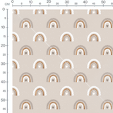 Tissu - Arcs-en-ciel beige et cœurs