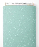 Tissu - Pois blancs sur vert menthe