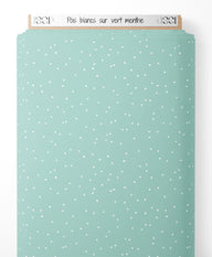 Tissu - Pois blancs sur vert menthe