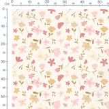 Tissu - Fleurs roses et insectes doux