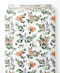 Tissu - Animaux de forêt aquarelle