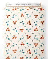 Tissu - Feuilles orange et bleues