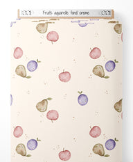 Tissu - Fruits aquarelle fond crème