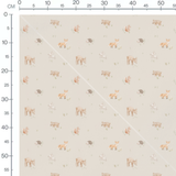 Tissu - Animaux forestiers sur fond beige