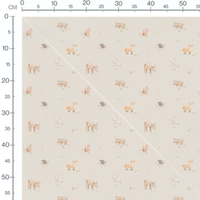 Tissu - Animaux forestiers sur fond beige