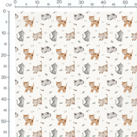 Tissu - Chats marron et poissons gris