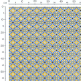 Tissu - Motifs orientaux bleus et jaunes
