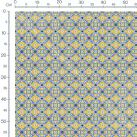Tissu - Motifs orientaux bleus et jaunes