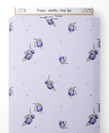 Tissu - Prunes violettes sur fond lilas