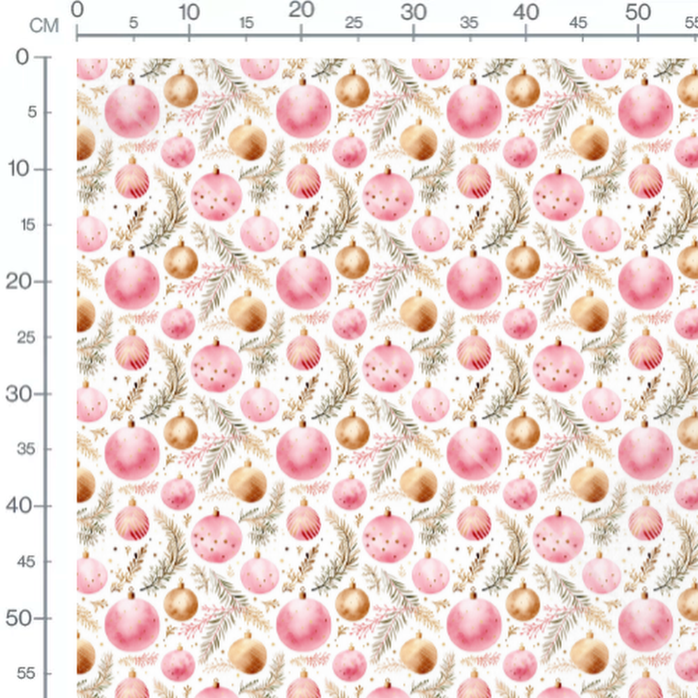 Tissu - boules de noel roses