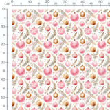 Tissu - boules de noel roses