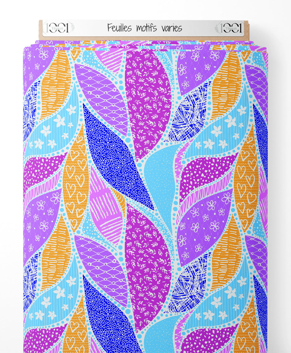Tissu - Feuilles motifs variés