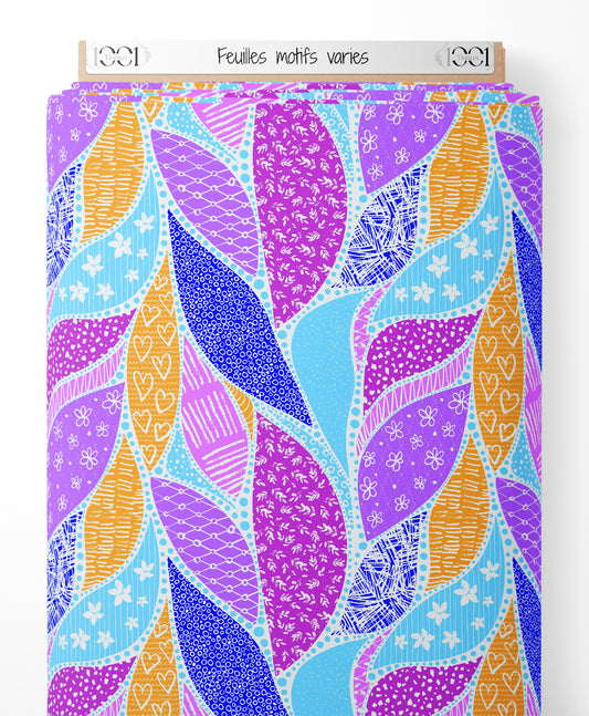 Tissu - Feuilles motifs variés