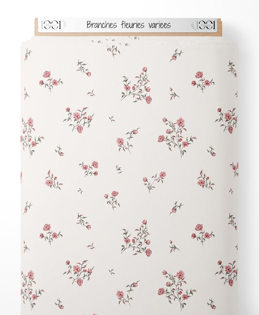 Tissu - Branches fleuries variées