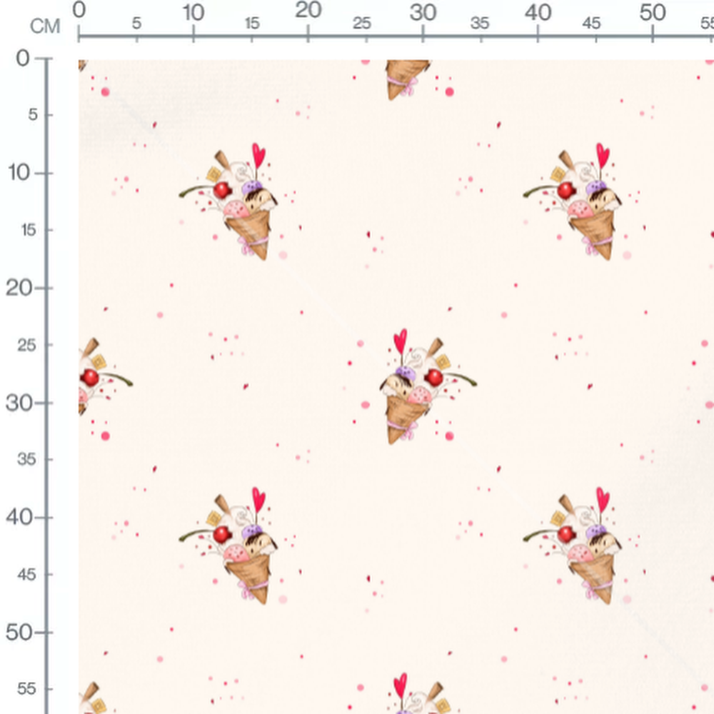 Tissu - Cornets avec cerises sur crème