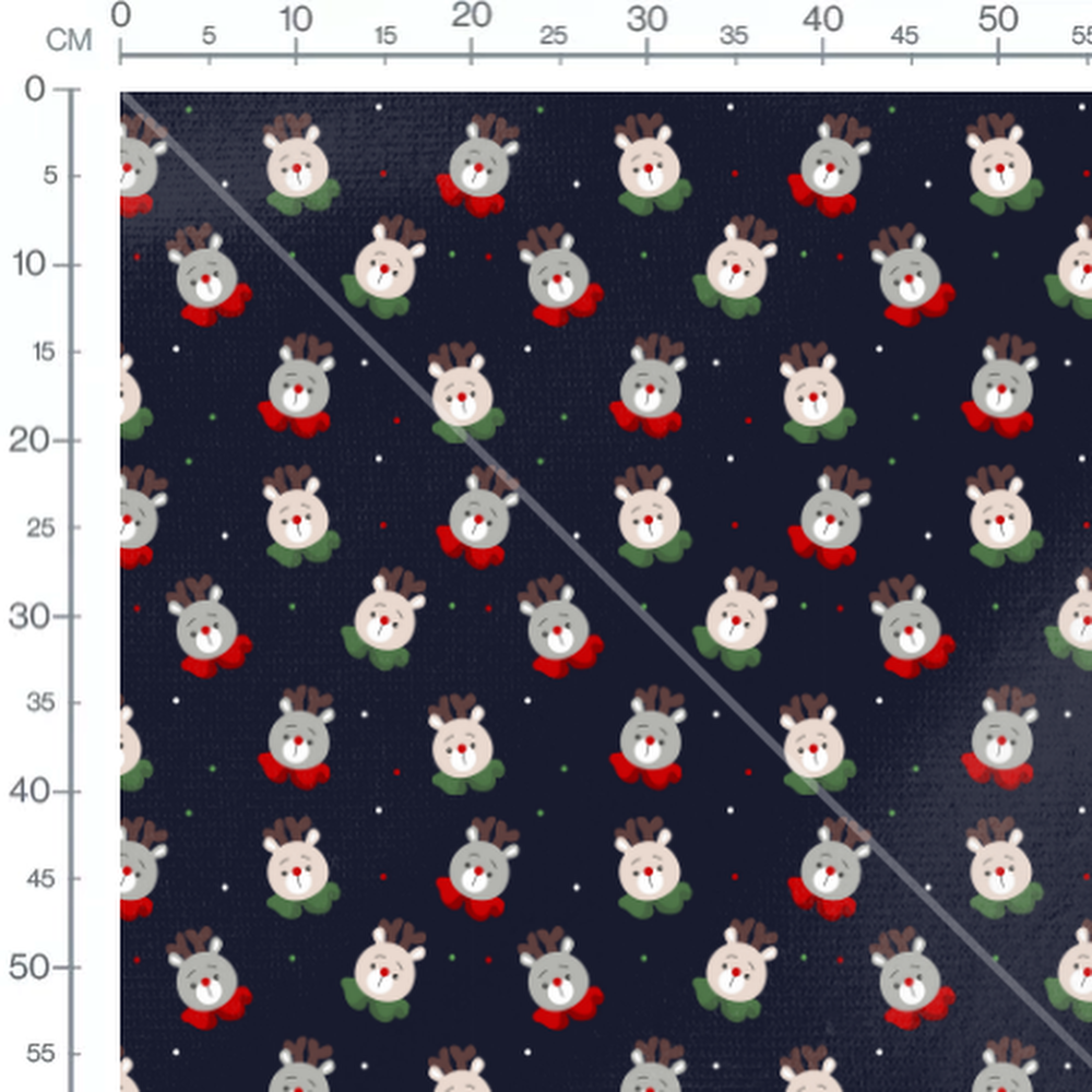 Tissu - Rennes sur fond bleu