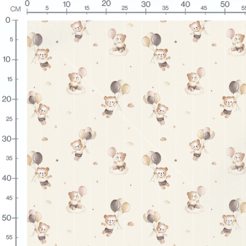 Tissu - Oursons et ballons crème 2