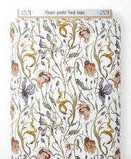 Tissu - Fleurs pastel sur fond blanc
