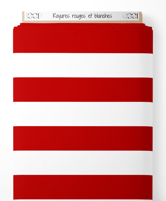Tissu - Rayures rouges et blanches