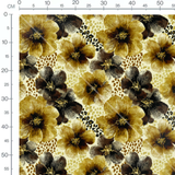 Tissu - fleurs dorees jungle chic