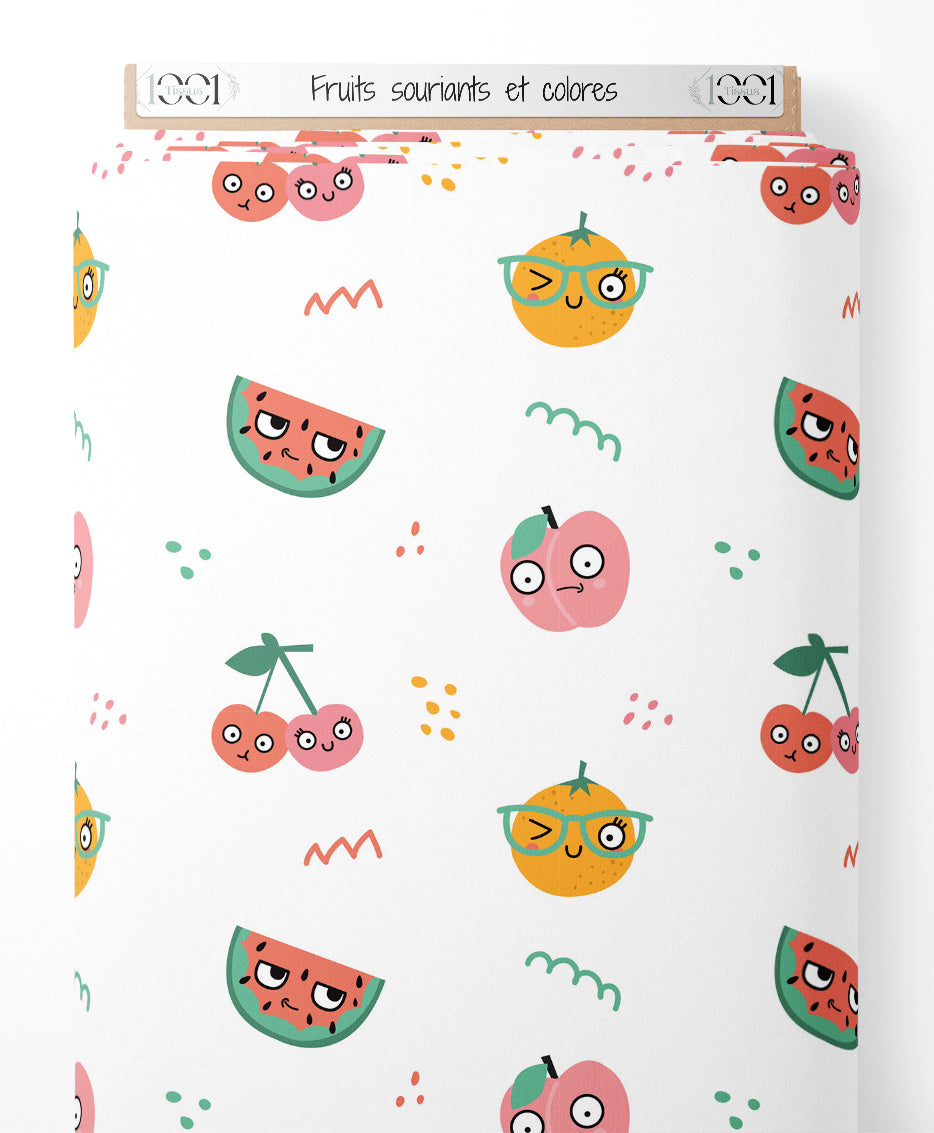 Tissu - Fruits souriants et colorés