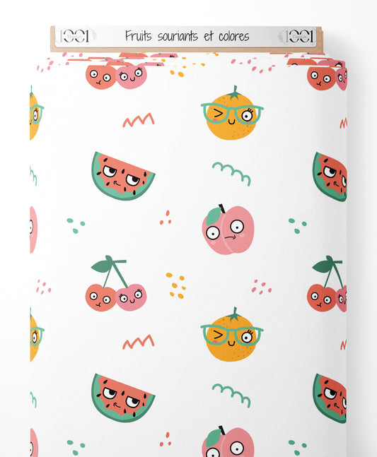 Tissu - Fruits souriants et colorés
