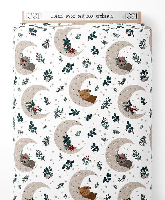 Tissu - Lunes avec animaux endormis