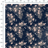 Tissu - Fleurs roses et libellules