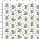 Tissu - Hippopotames et feuillage