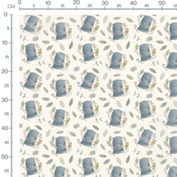 Tissu - Hippopotames et feuillage