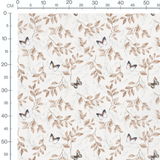 Tissu - Papillons et feuilles brunes