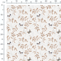 Tissu - Papillons et feuilles brunes