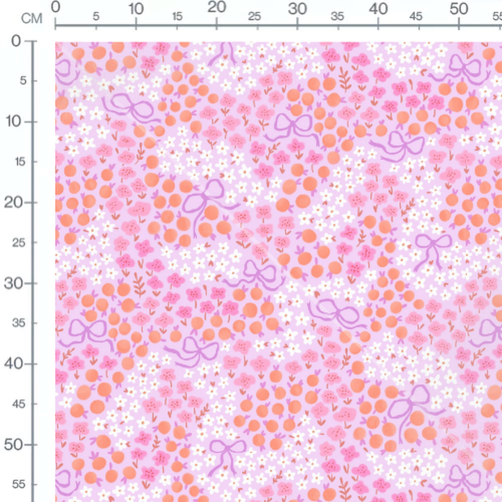 Tissu - Fleurs et nœuds pastel