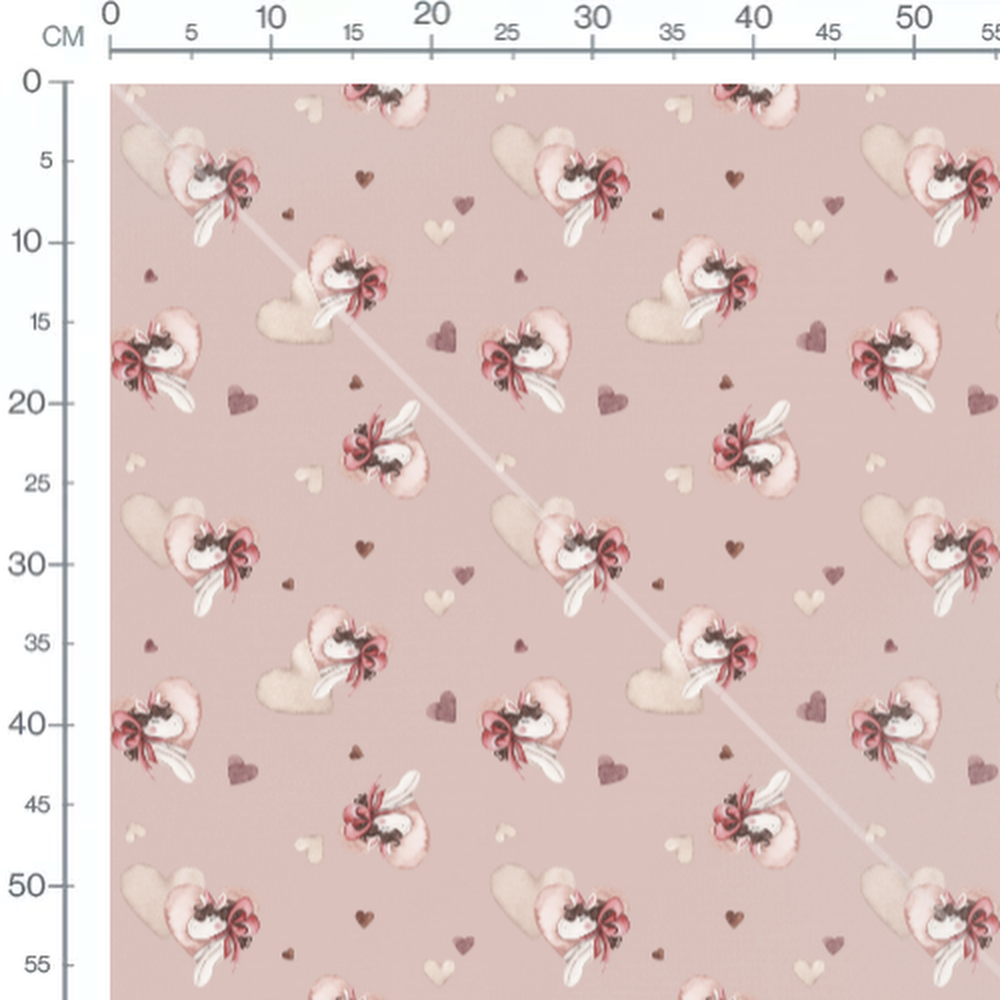 Tissu - Licornes sur fond rose tendre