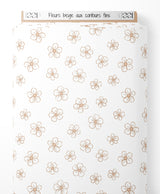 Tissu - Fleurs beige aux contours fins