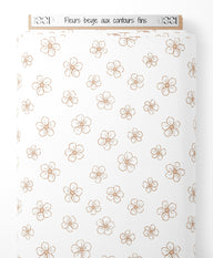 Tissu - Fleurs beige aux contours fins
