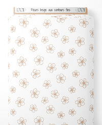 Tissu - Fleurs beige aux contours fins