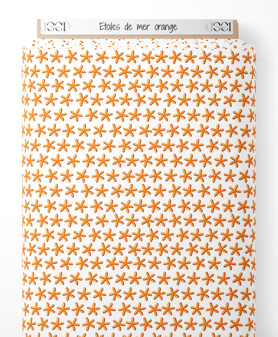 Tissu - Étoiles de mer orange