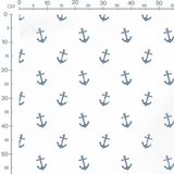 Tissu - Ancres bleues sur blanc