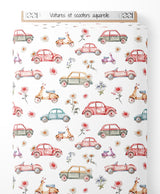 Tissu - Voitures et scooters aquarelle