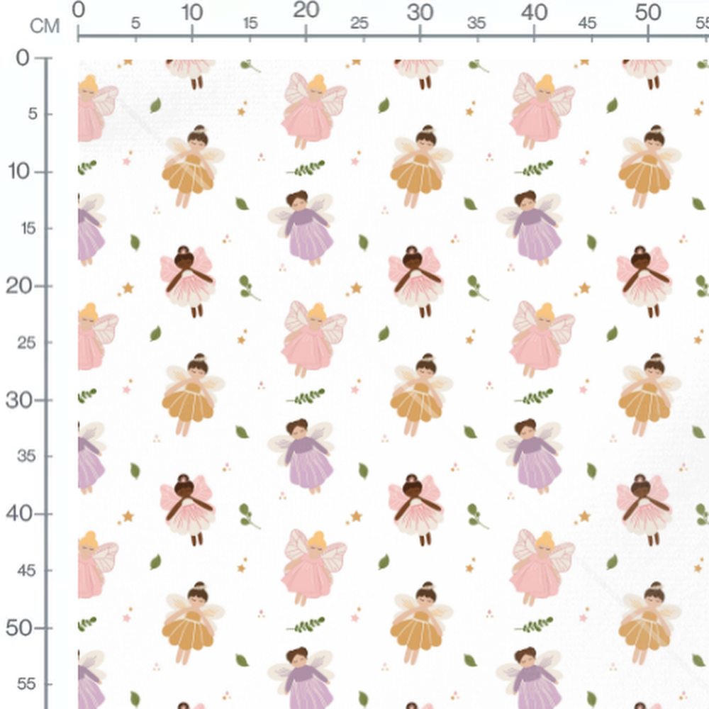 Tissu - Fées et feuilles colorées