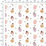 Tissu - Fées et feuilles colorées