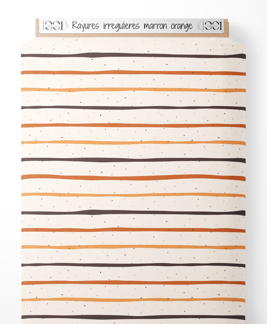 Tissu - Rayures irrégulières marron orange