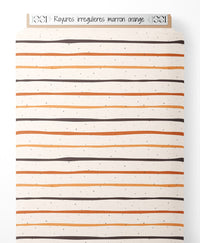 Tissu - Rayures irrégulières marron orange