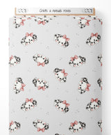 Tissu - Chiots à nœuds roses