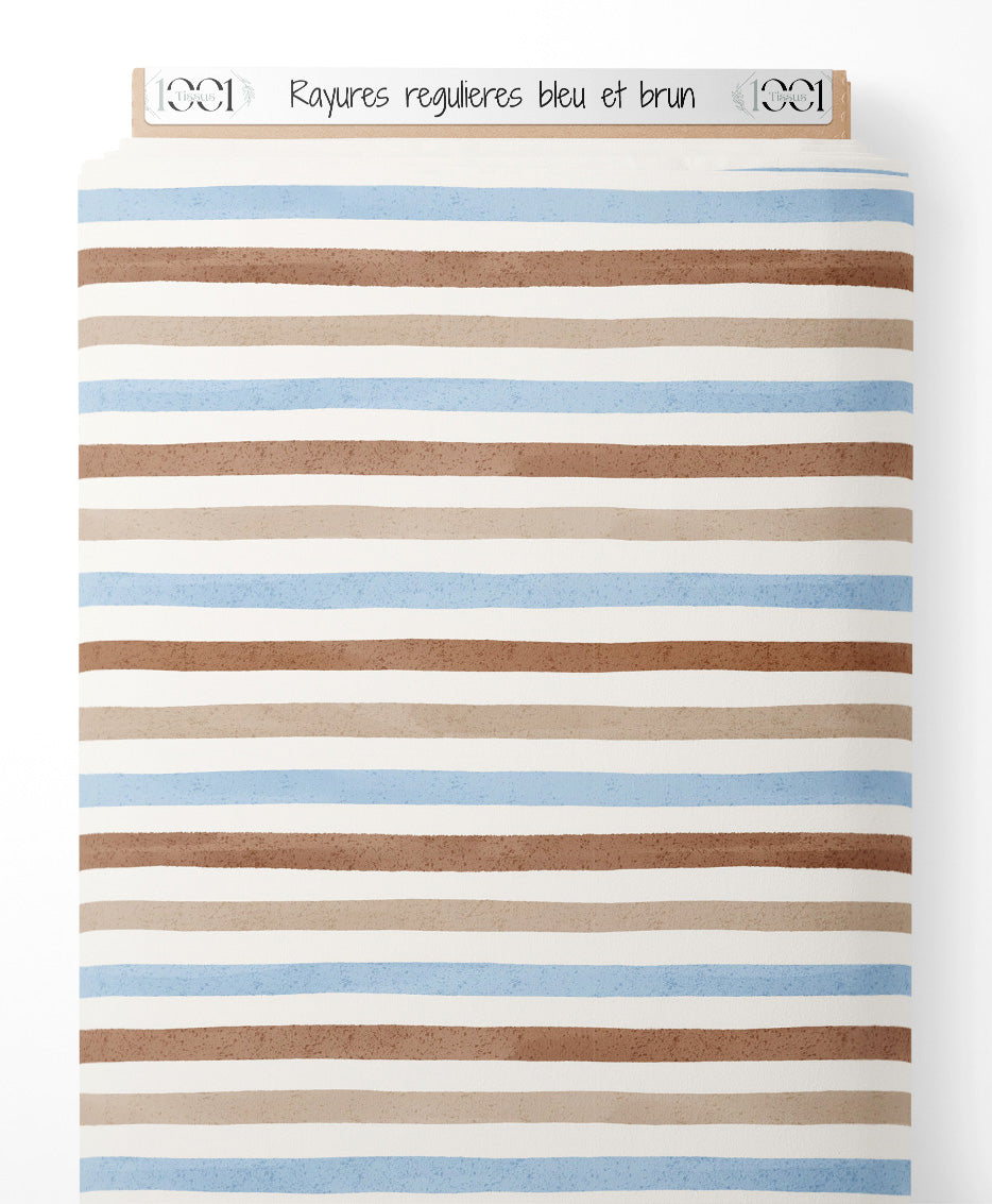 Tissu - Rayures régulières bleu et brun