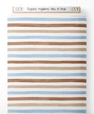 Tissu - Rayures régulières bleu et brun