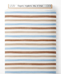 Tissu - Rayures régulières bleu et brun