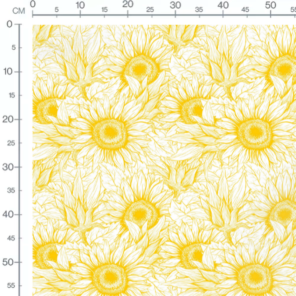 Tissu - Tournesols esquissés jaunes